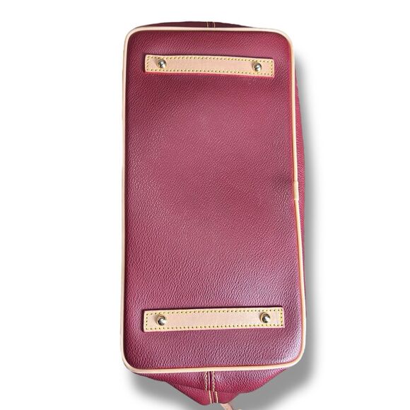 Dooney & Bourke Eva Bailey Travel Tote Cranberry Red Pebble Leather Shoulder Bag - Picture 5 of 12